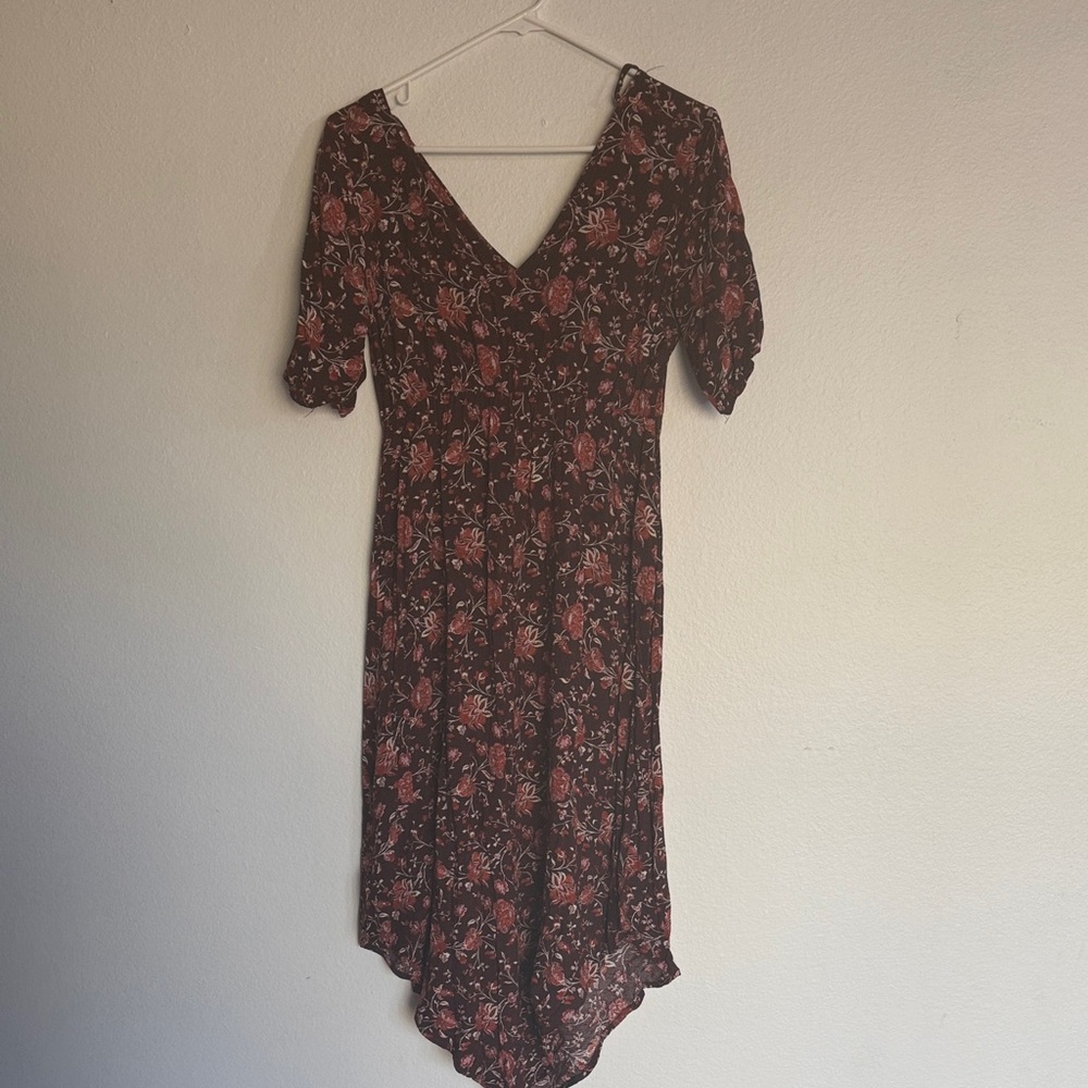 Maurices Asymmetrical Floral Dress - Black and Red